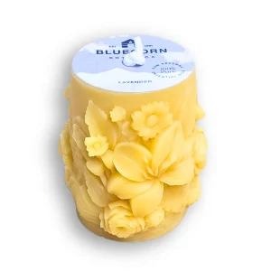 Sculpted Floral Beeswax Pillar Candle – Scented with Essential Oils