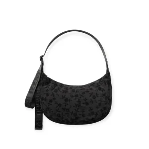 Baggu Medium Nylon Crescent Bag - Charcoal Ditsy Floral
